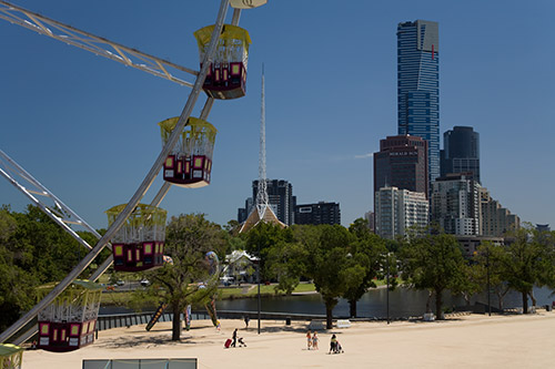 Skyline von Melbourne (allerdings nicht am morgen, sondern etwas später am Tag)